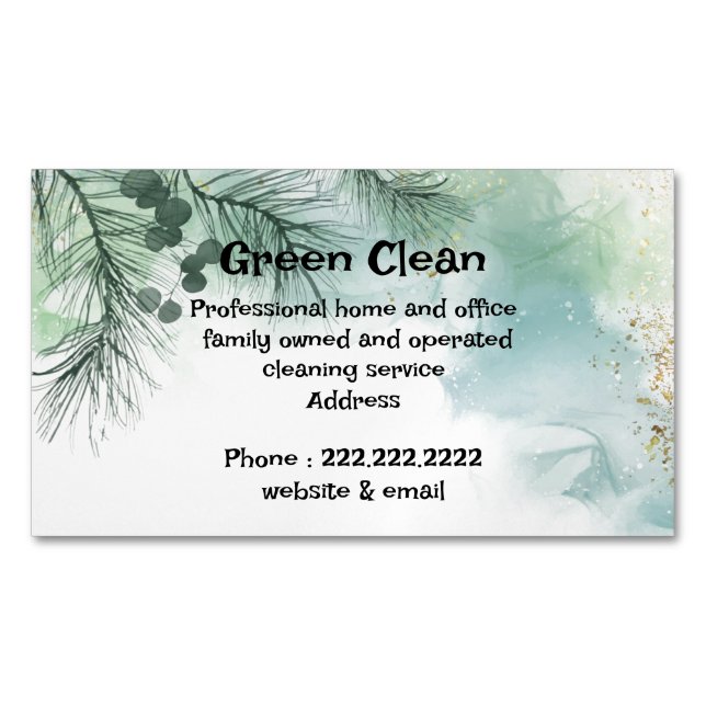 Cleaning Company, Green, Eco- Friendly, Nature  Business Card Magnet (Front)