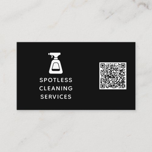 Cleaning Company QR Code Spray Bottle Black Business Card