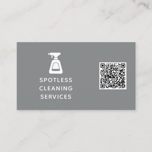 Cleaning Company QR Code Spray Bottle Gray Business Card