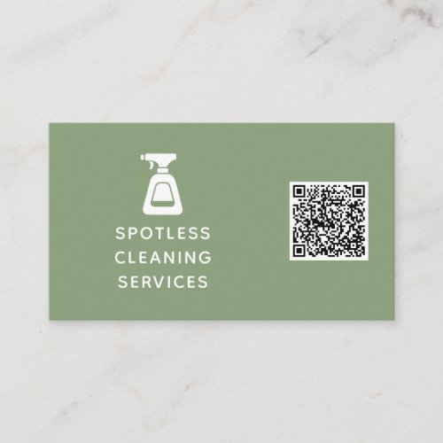 Cleaning Company QR Code Spray Bottle Sage Green Business Card