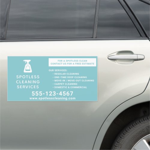 Cleaning Company Spray Bottle Aqua Blue 12x24 Car Magnet