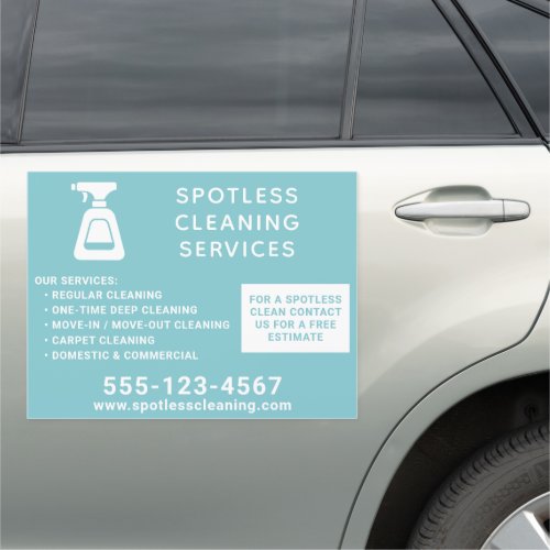 Cleaning Company Spray Bottle Aqua Blue 18x24 Car Magnet