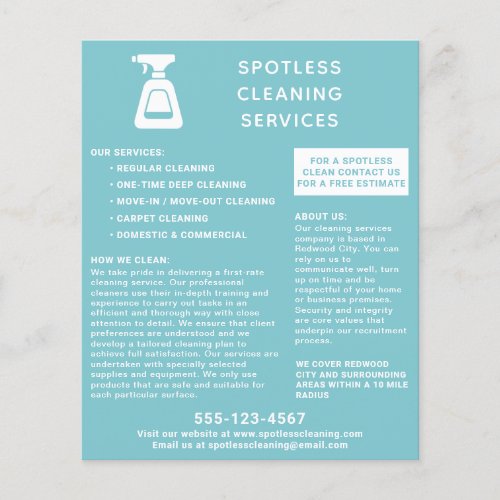 Cleaning Company Spray Bottle Aqua Blue Flyer