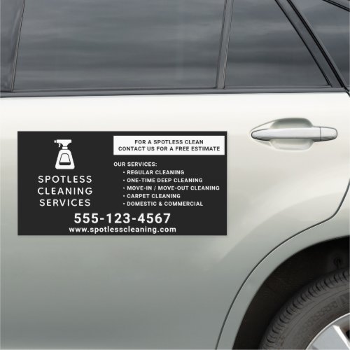Cleaning Company Spray Bottle Black 12x24 Car Magnet
