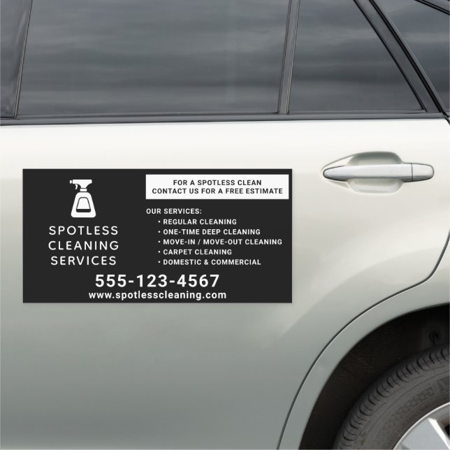 Cleaning Company Spray Bottle Black 12"x24" Car Magnet (In Situ)
