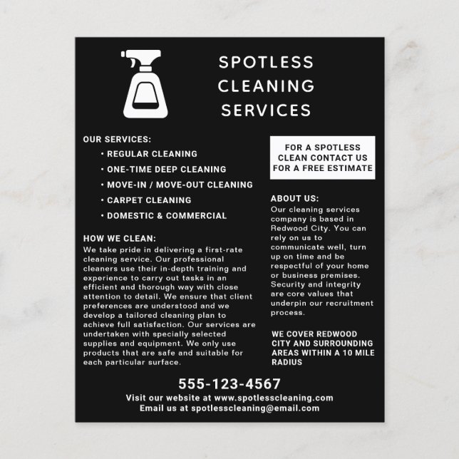 Cleaning Company Spray Bottle Black Flyer (Front)