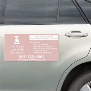 Cleaning Company Spray Bottle Dusty Pink 12"x24" Car Magnet