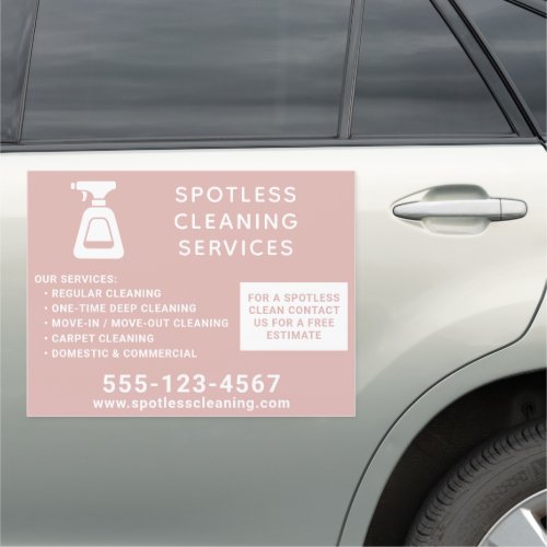 Cleaning Company Spray Bottle Dusty Pink 18x24 Car Magnet
