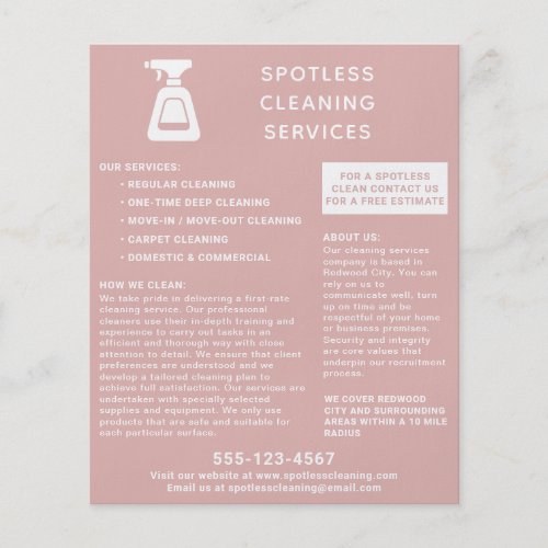 Cleaning Company Spray Bottle Dusty Pink Flyer