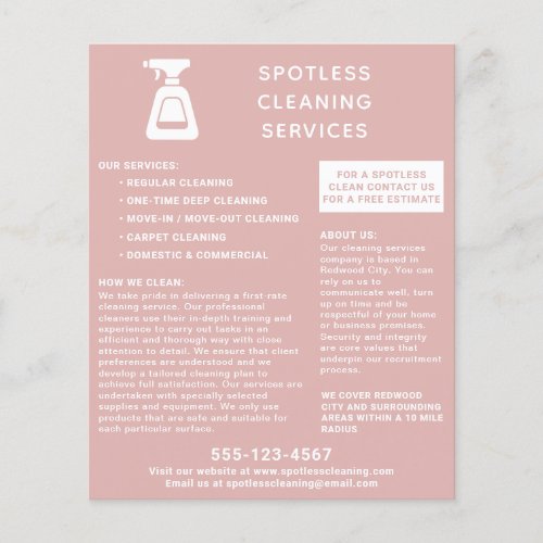 Cleaning Company Spray Bottle Dusty Pink Flyer