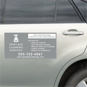 Cleaning Company Spray Bottle Gray 12"x24" Car Magnet
