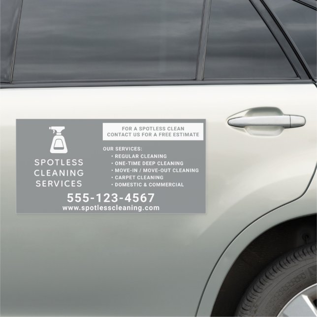Cleaning Company Spray Bottle Gray 12"x24" Car Magnet (In Situ)
