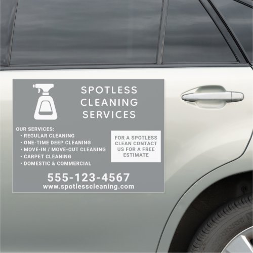 Cleaning Company Spray Bottle Gray 18x24 Car Magnet