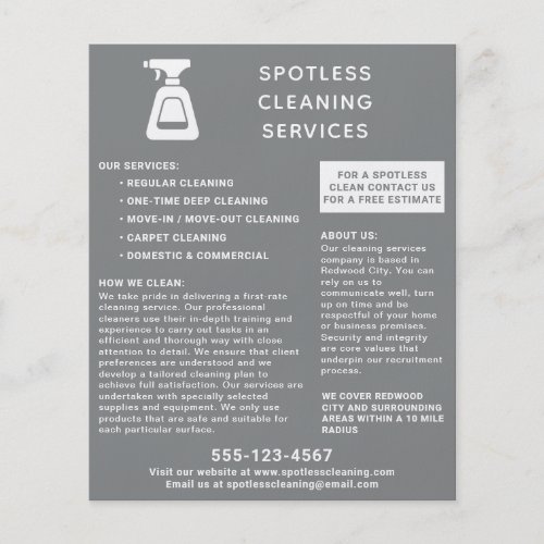 Cleaning Company Spray Bottle Grey Flyer
