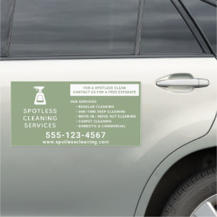 Cleaning Company Spray Bottle Sage Green 12"x24" Car Magnet