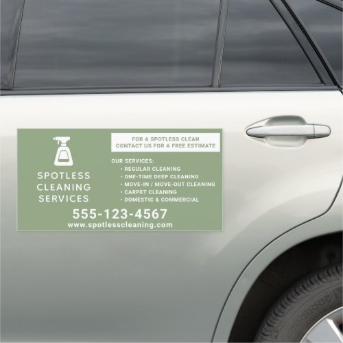 Cleaning Company Spray Bottle Sage Green 12x24 Car Magnet
