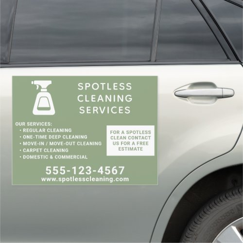 Cleaning Company Spray Bottle Sage Green 18x24 Car Magnet
