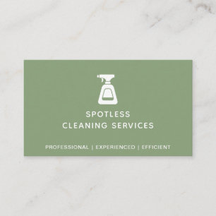 Cleaning Company Spray Bottle Sage Green Business Card