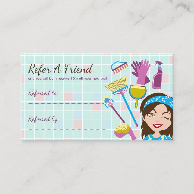 Cleaning Customer Sale Discount Referral Card (Front)