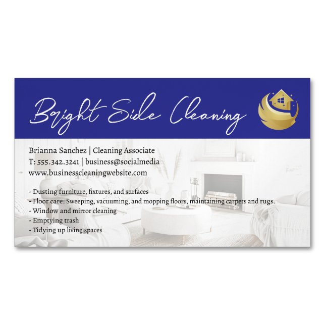 Cleaning Duster Home Logo | Tidy Living Room Business Card Magnet (Front)