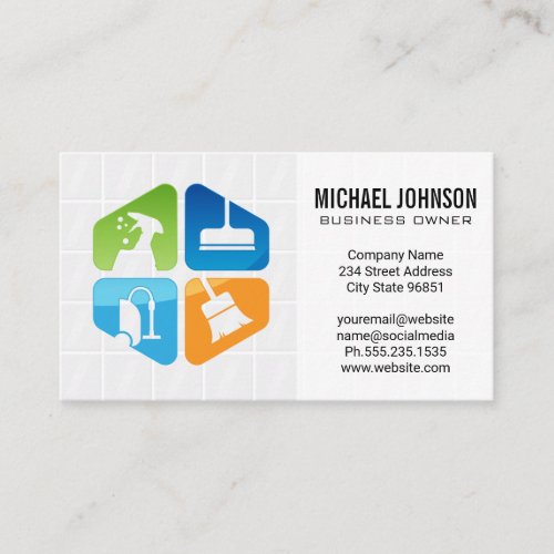 Cleaning Equipment Icons Business Card