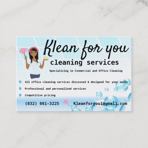 Cleaning For You Company White Tiles Bubbles Business Card