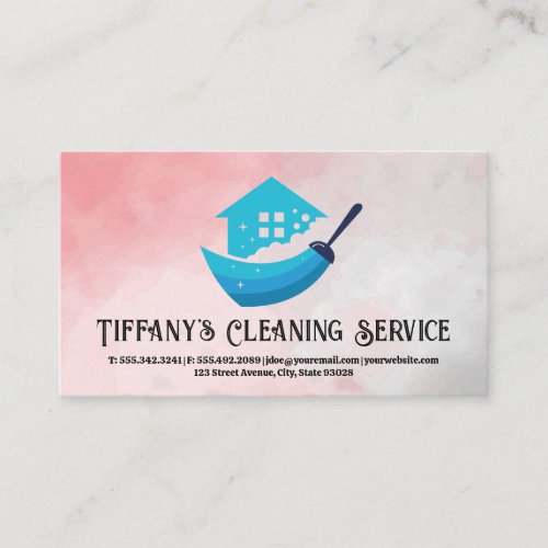 Cleaning  House Broom Logo Business Card