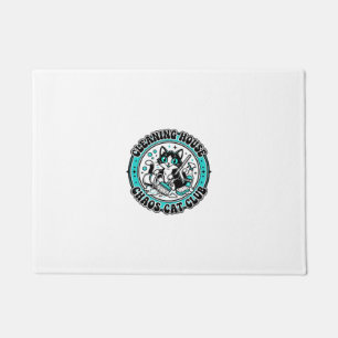 Cleaning House Chaos Cat Pet Lover Shirt Art - Cle Doormat