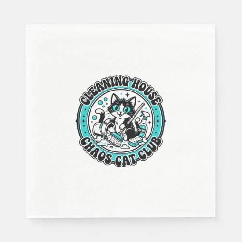 Cleaning House Chaos Cat Pet Lover Shirt Art - Cle Napkins