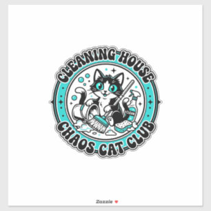 Cleaning House Chaos Cat Pet Lover Shirt Art - Cle Sticker