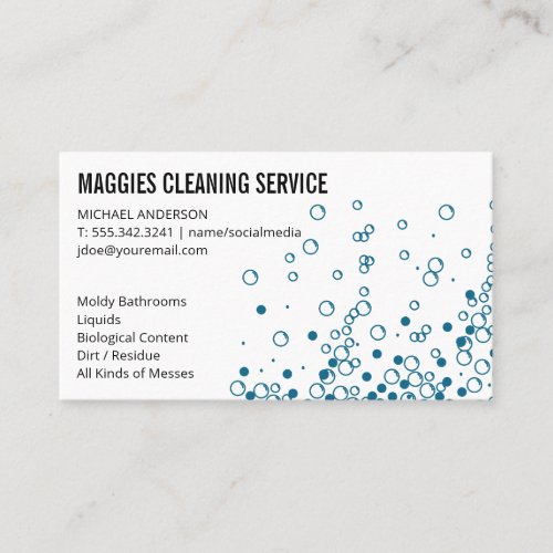 Cleaning  House Cleaner Services  Soap Bubbles Business Card