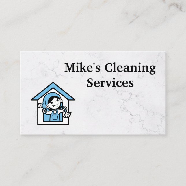 Cleaning House Logo | Marble  | Maid Logo Business Card (Front)
