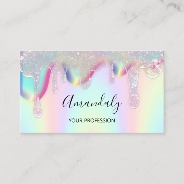 Cleaning House Office Services Logo Holograph Drip Business Card (Front)