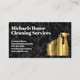 Cleaning House Tools Golden Black Marble Business Card