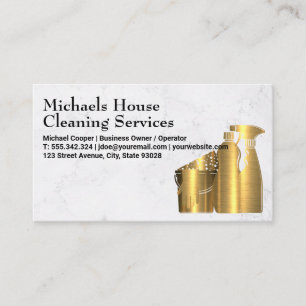 Cleaning House Tools   Golden   Marble Texture Business Card