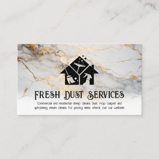 Cleaning Icons | Gold Foil Marble Business Card (Front)