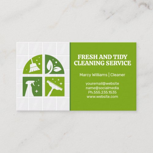 Cleaning Icons Green  Bathroom Tiles Business Card