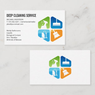 Cleaning Icons   House Keeping Services Business Card