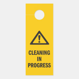 Cleaning in Progress caution yellow Door Hanger