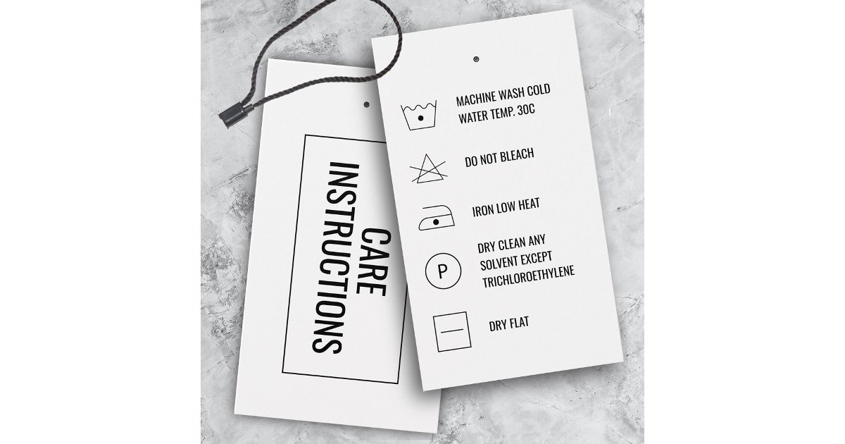 Cleaning Instructions Product Care Hang Tag Card | Zazzle