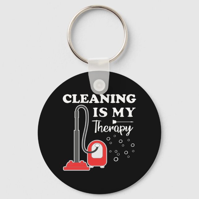 Cleaning Is Therapy Housekeeper Housekeeping Clean Keychain (Front)