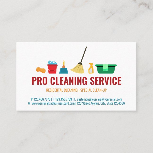 Cleaning janitorial Supplies house maid Business Card