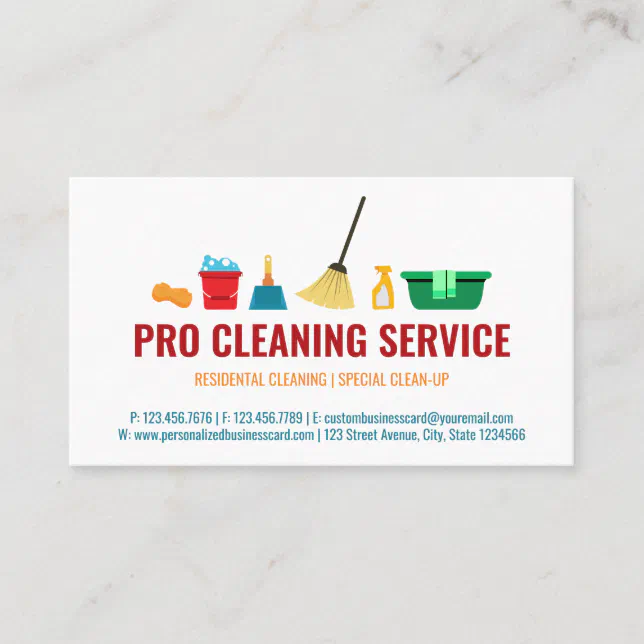 Cleaning janitorial Supplies house maid Business Card | Zazzle