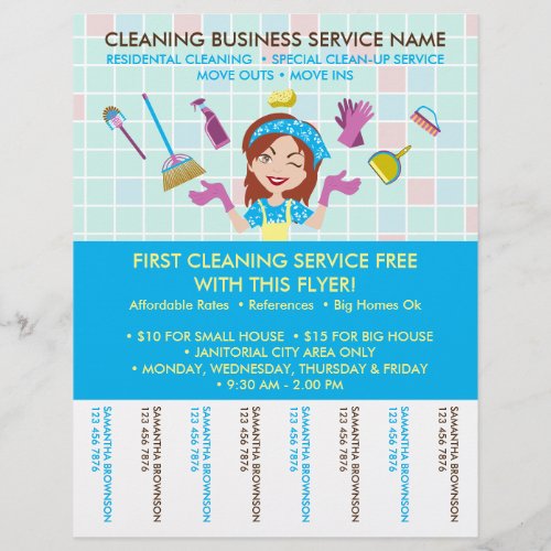 Cleaning Janitorial Tickets Advertising Maid Lady Flyer