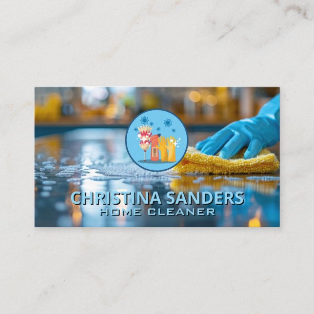 Cleaning Kitchen Counter | Maid Services Business Card (Front)