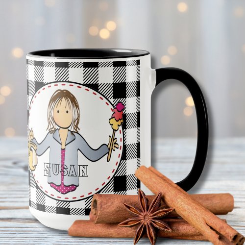 Cleaning Lady Cartoon Personalized Thank You Gift Mug