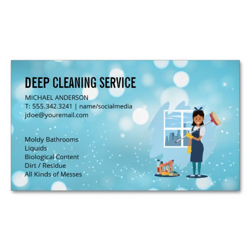 Cleaning Lady  Cleaning Service Business Card Magnet