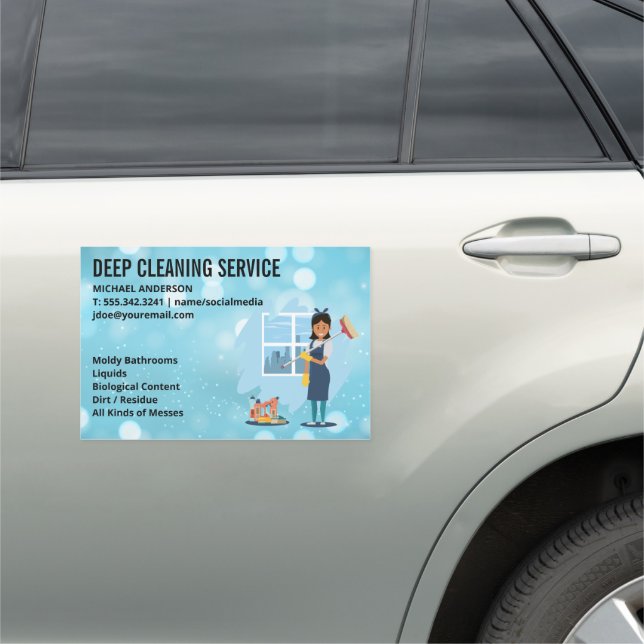 Cleaning Lady | Cleaning Service Car Magnet (In Situ)