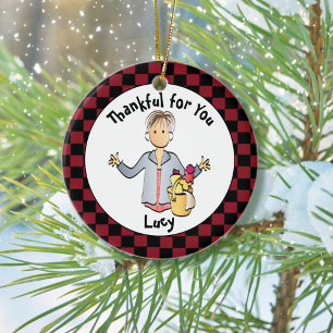 Cleaning Lady Holiday Thank You Gift Ceramic Ornament