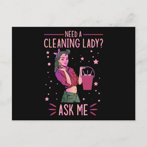 Cleaning Lady Housekeeper Housekeeping Cleaner Gra Invitation Postcard